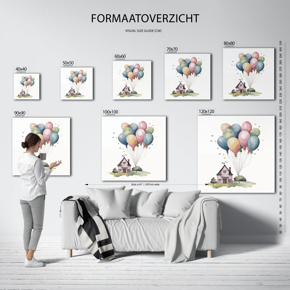 Huis met ballonnen Poster