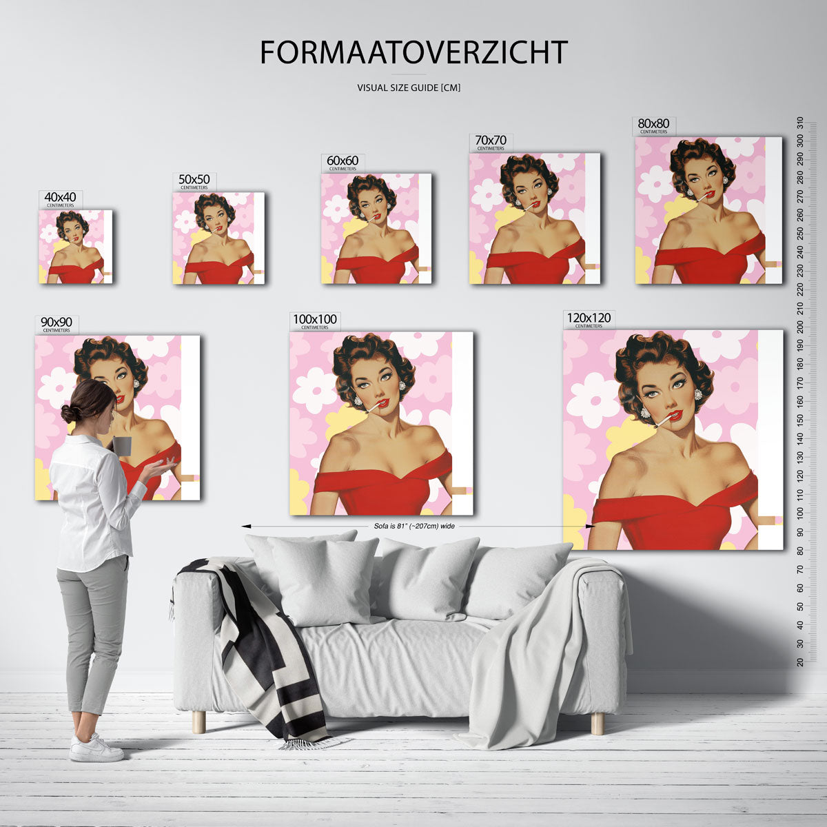Vrouw in rode jurk Poster