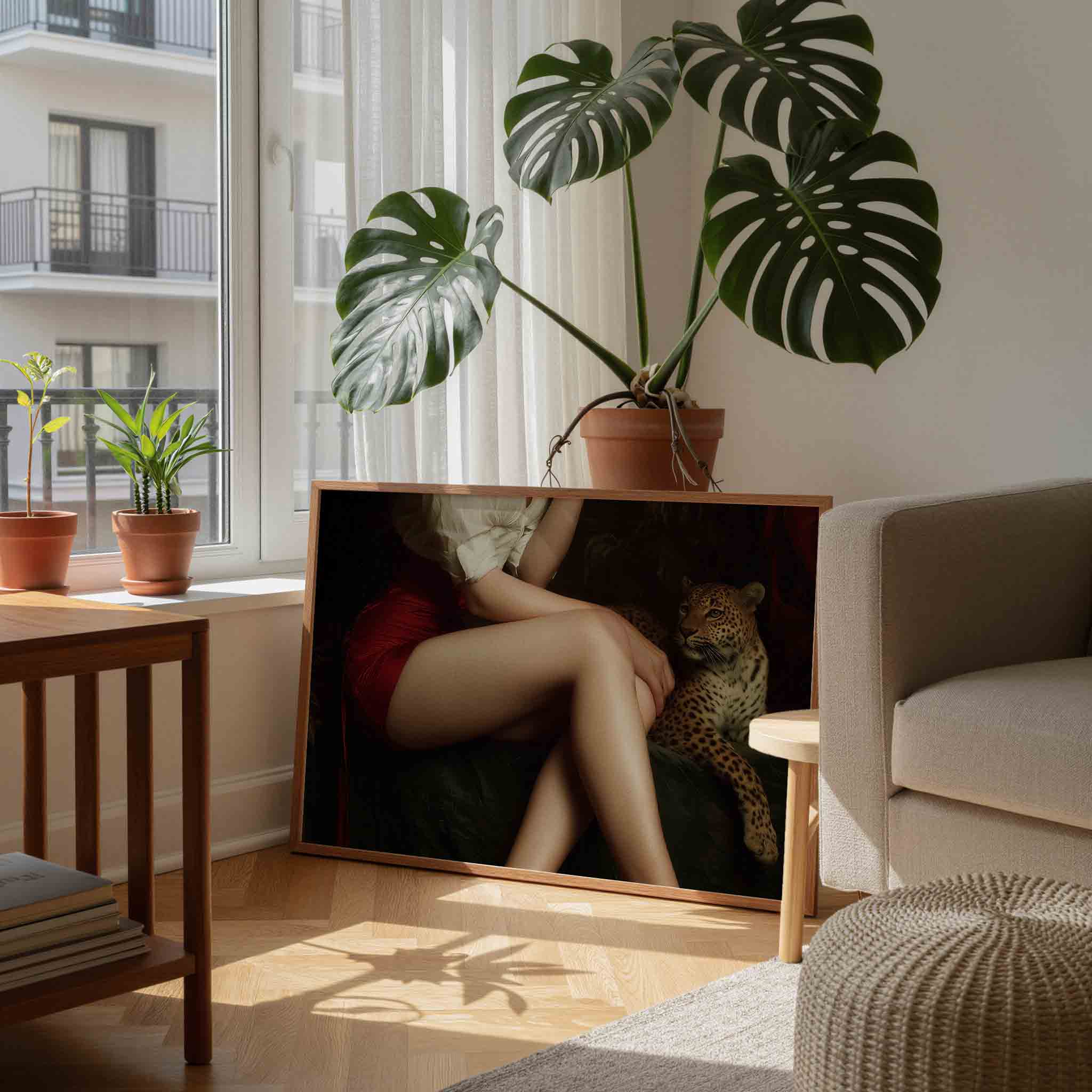 Vrouw met luipaard Poster