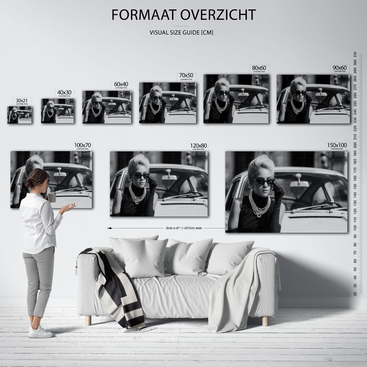 Elegante vrouw met auto Poster