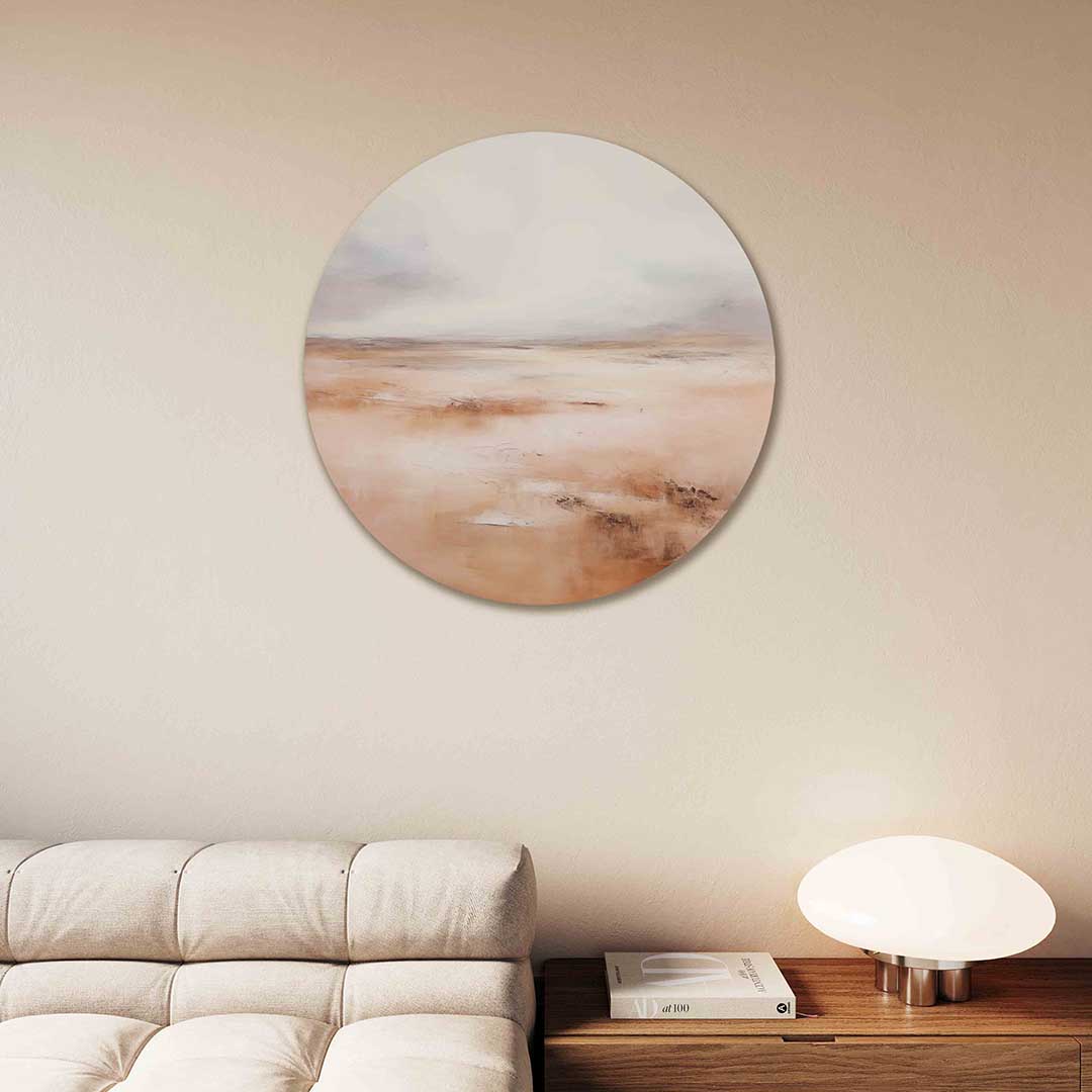 Landschap in beige Muurcirkel