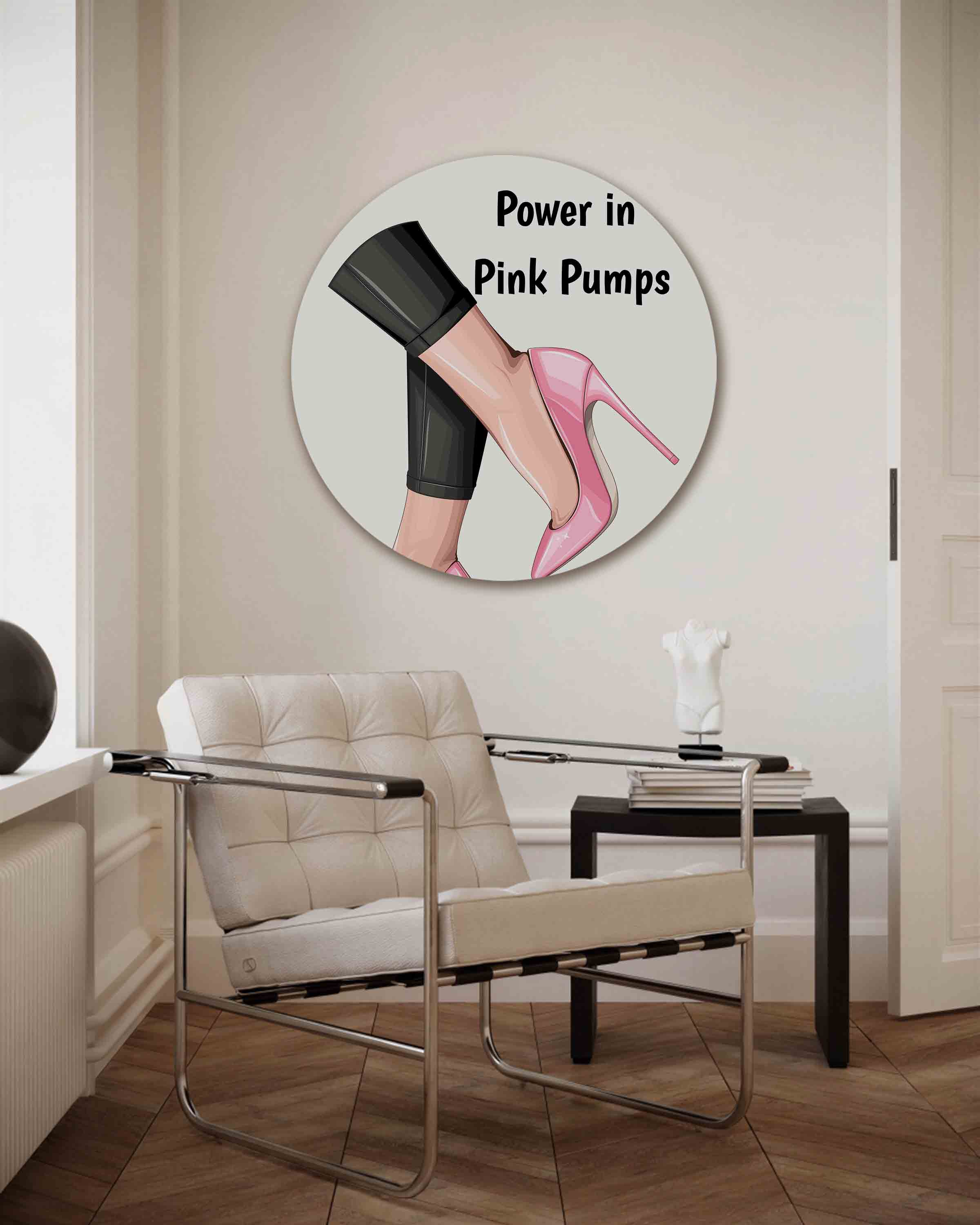 Roze pumps en zwarte broek Muurcirkel