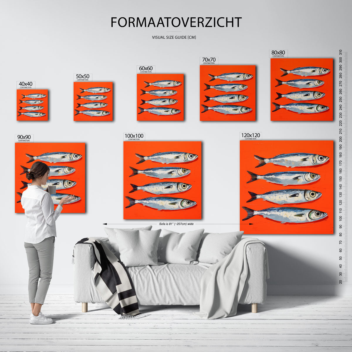 Vier vissen op oranje Poster