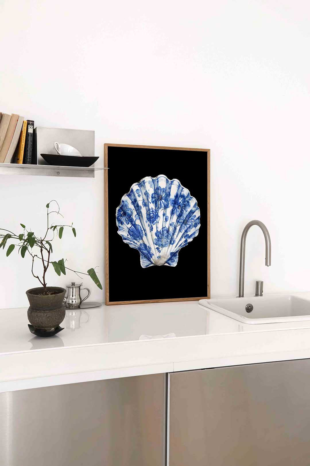 Blauwe schelp Poster