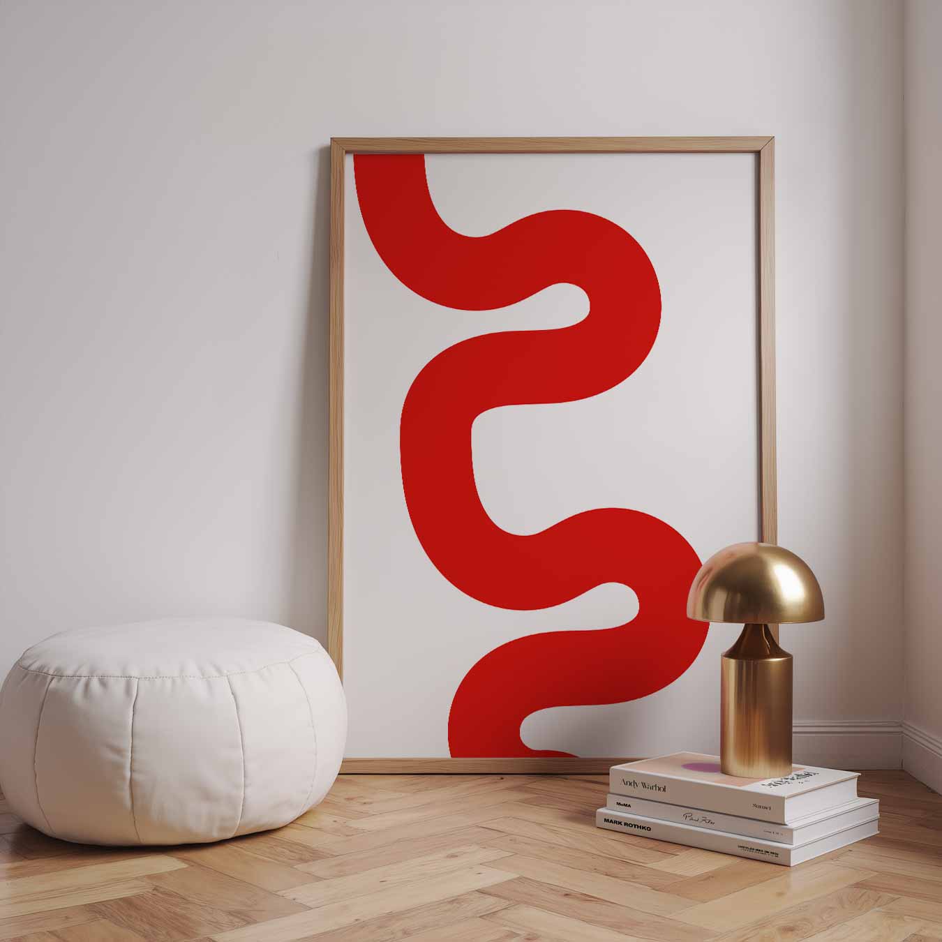 Rode Golven Abstracte Poster-WallArtistic