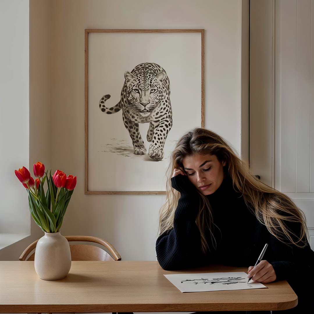 Elegante Luipaard Wandposter-WallArtistic