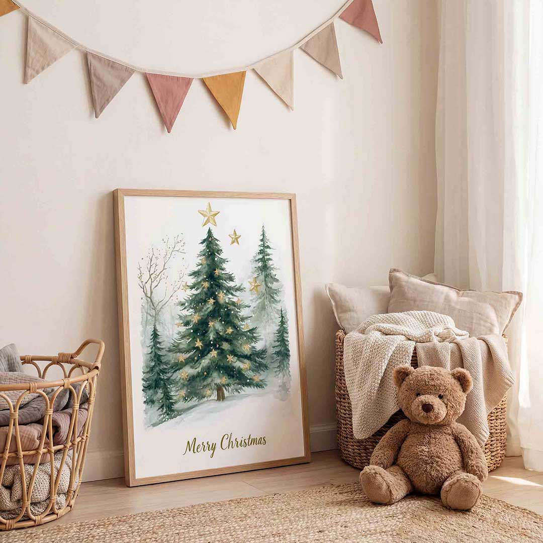Kerstboom met sterren Poster