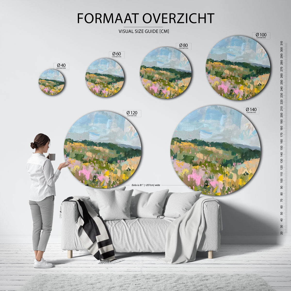 Landschap met bloemen Muurcirkel