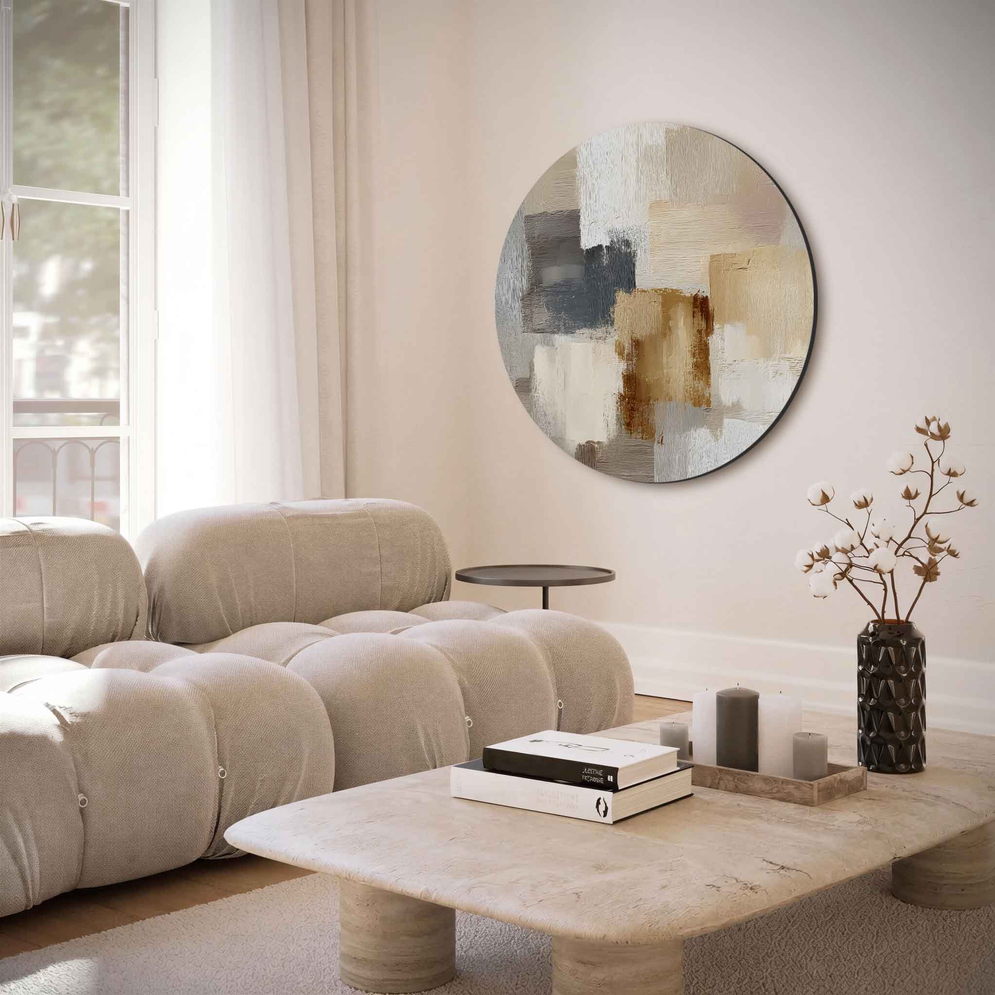 Abstracte beige en grijze Muurcirkel