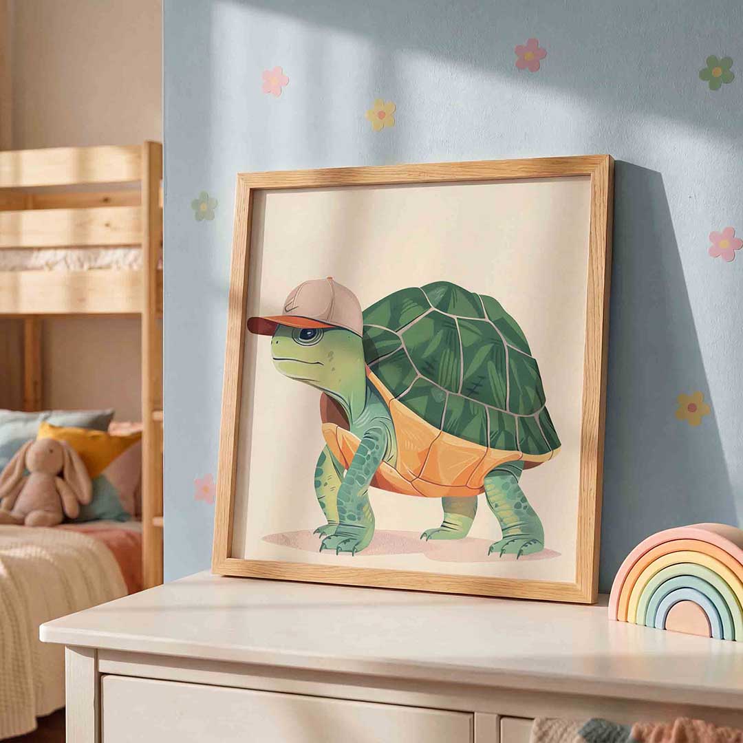 Schildpad met pet Poster