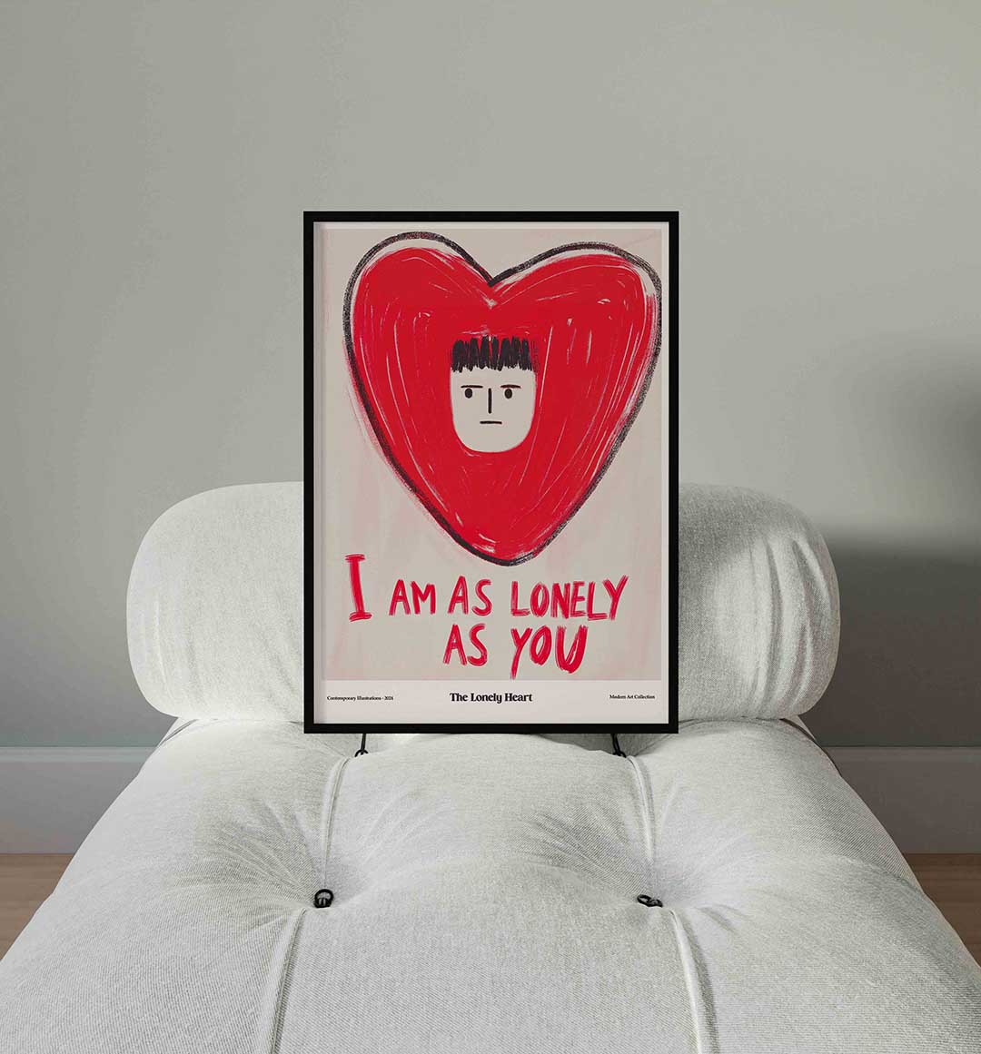 Rood hart met gezicht Poster