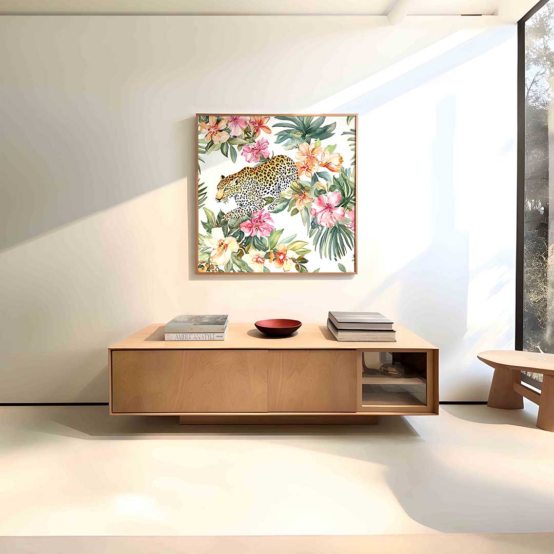 Luipaard en bloemen Poster