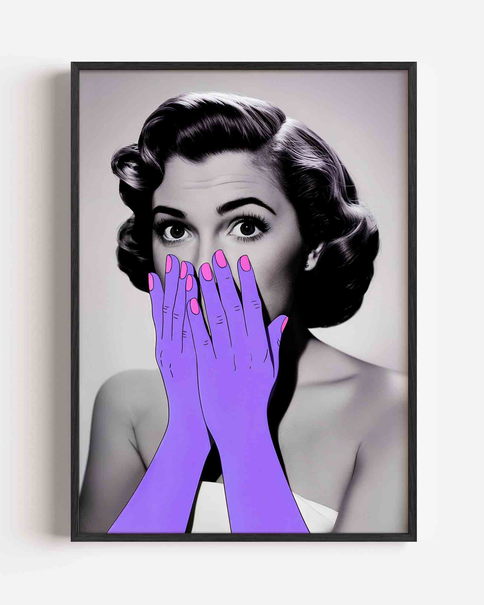 Vrouw met paarse handen Poster
