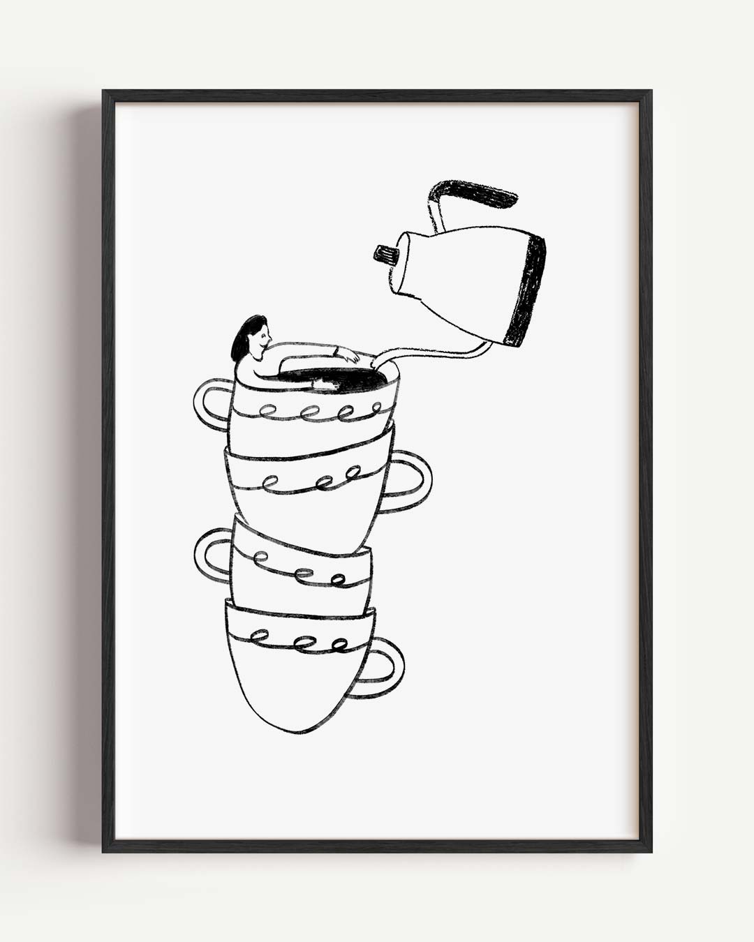 Koffiegenot Illustratie Poster-WallArtistic
