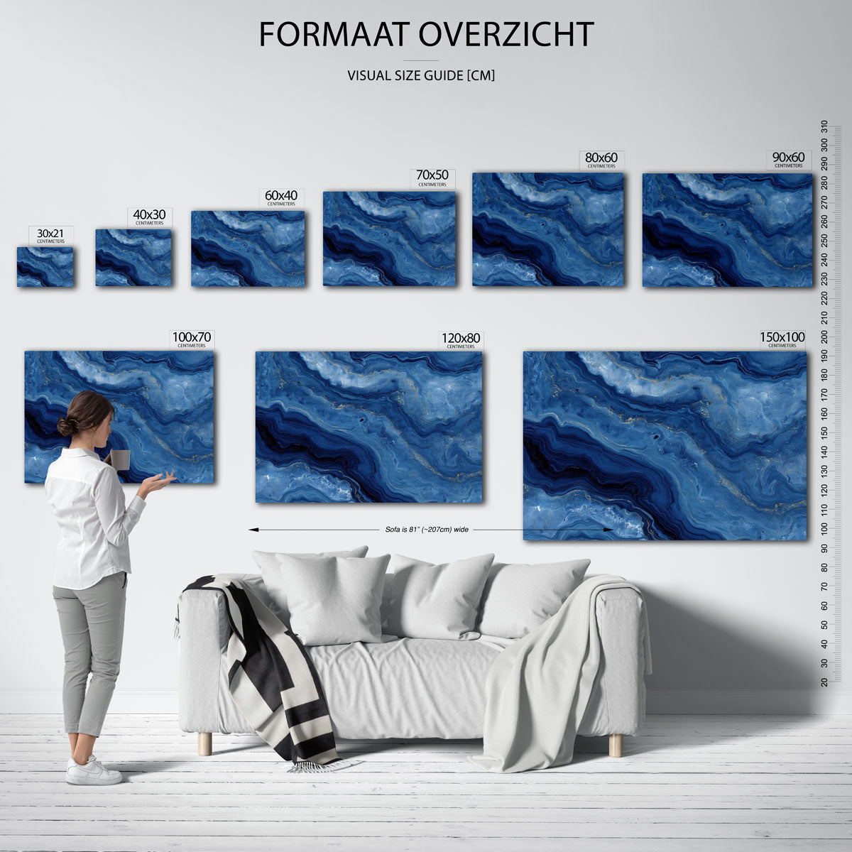 Blauwe marmerstructuur Poster