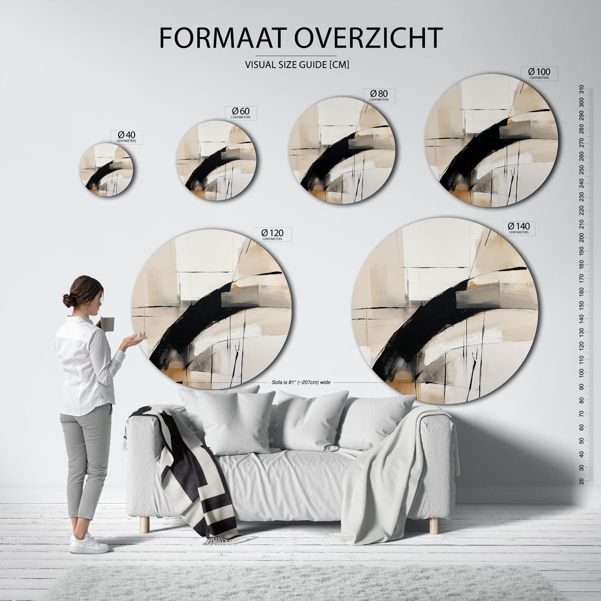 Abstracte lijnen en vlakken Muurcirkel