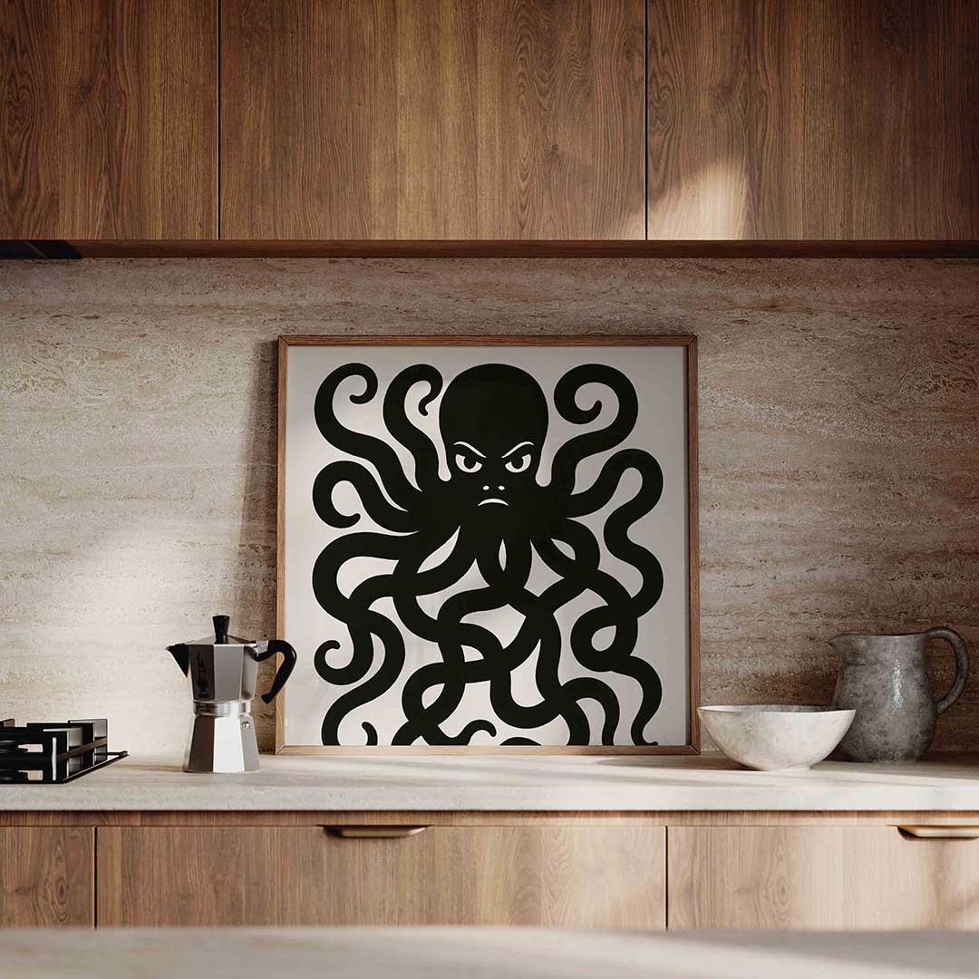 Octopus met krullende tentakels Poster