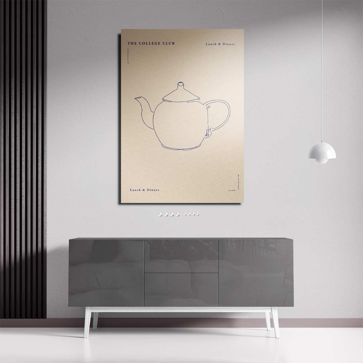 Rustieke Theepot Illustratie Kunstwerk-canvas-dibond-plexiglas-wanddecoratie-WallArtistic