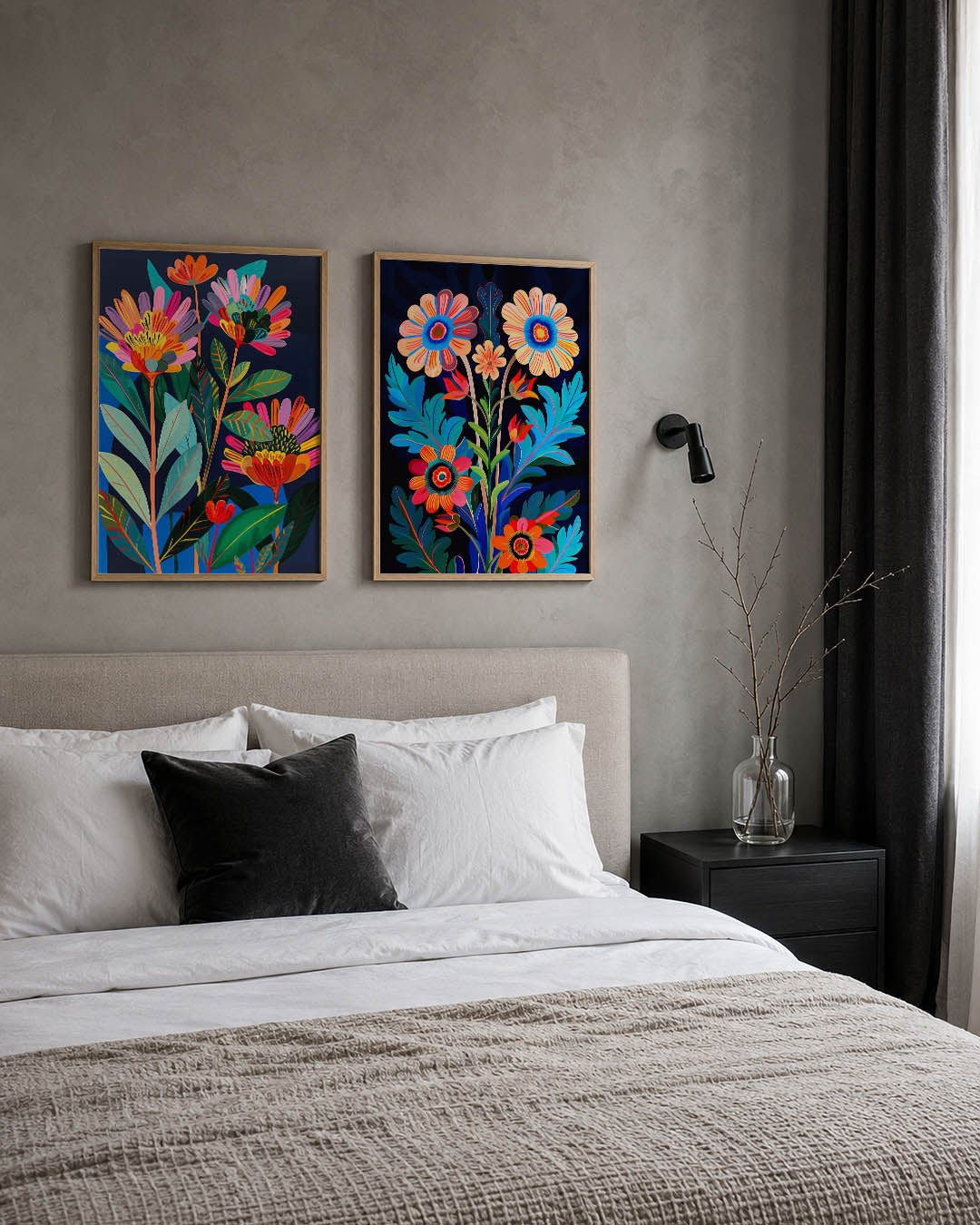 Bloemrijke kleurvlakken Posterset