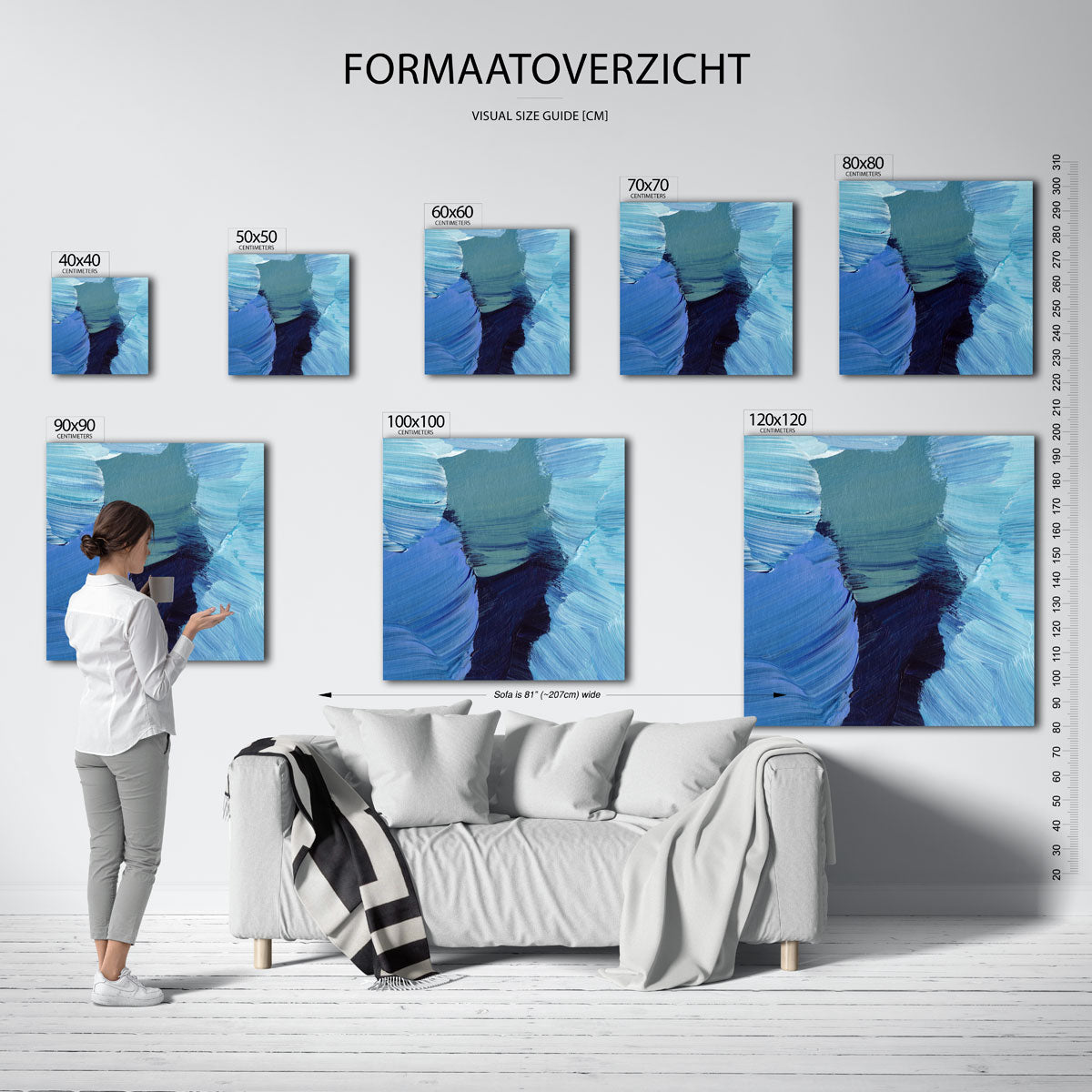 Blauwe penseelstreken Poster