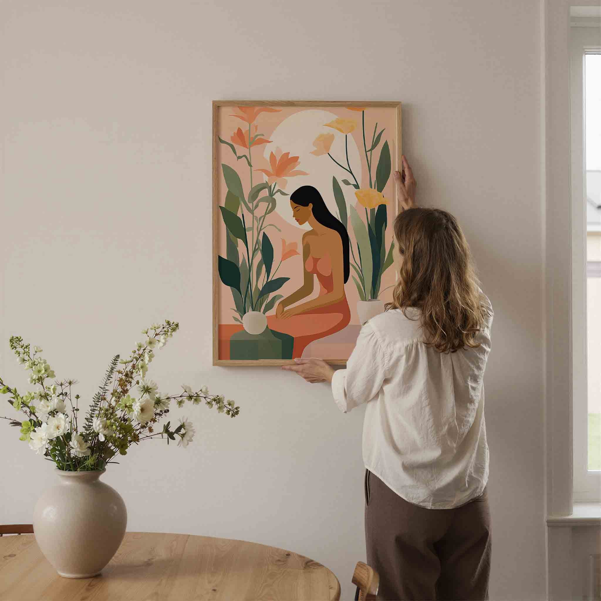 Vrouw met bloemen Poster