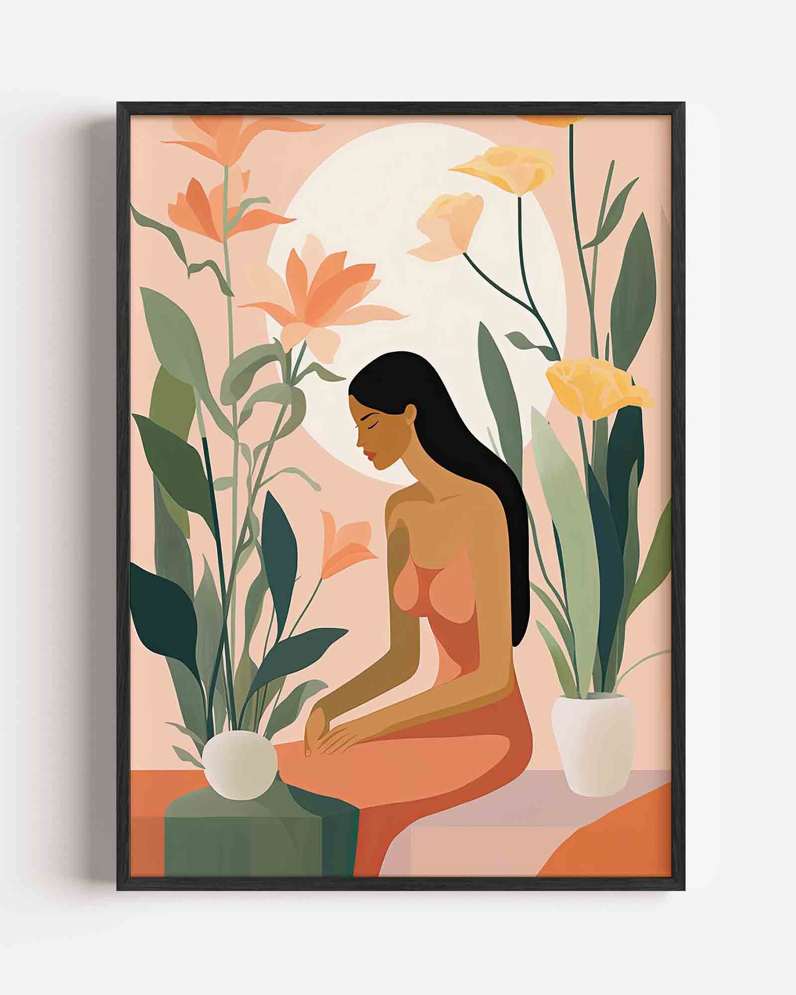 Vrouw met bloemen Poster
