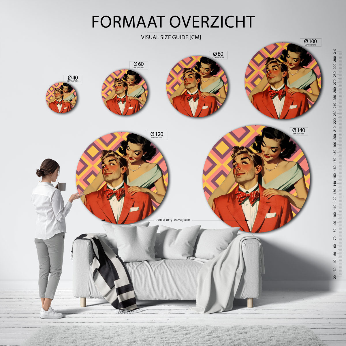 Retro koppel Muurcirkel