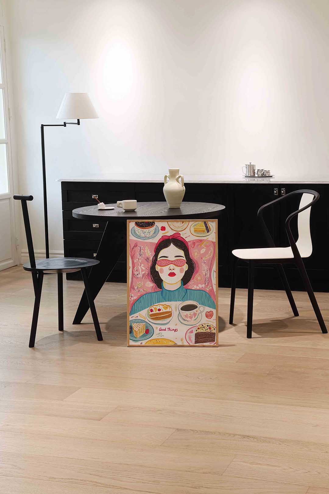 Vrouw met desserts Poster