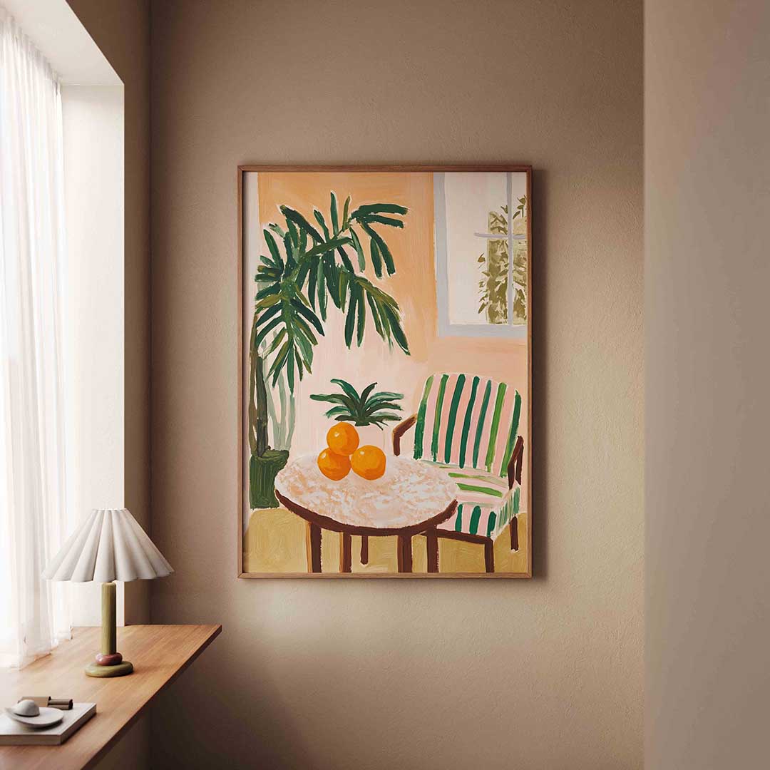 Interieur met sinaasappels Poster
