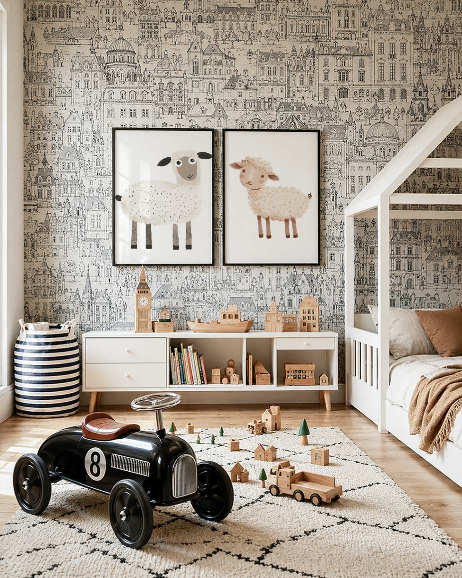 Speelse schaapvorm Posterset