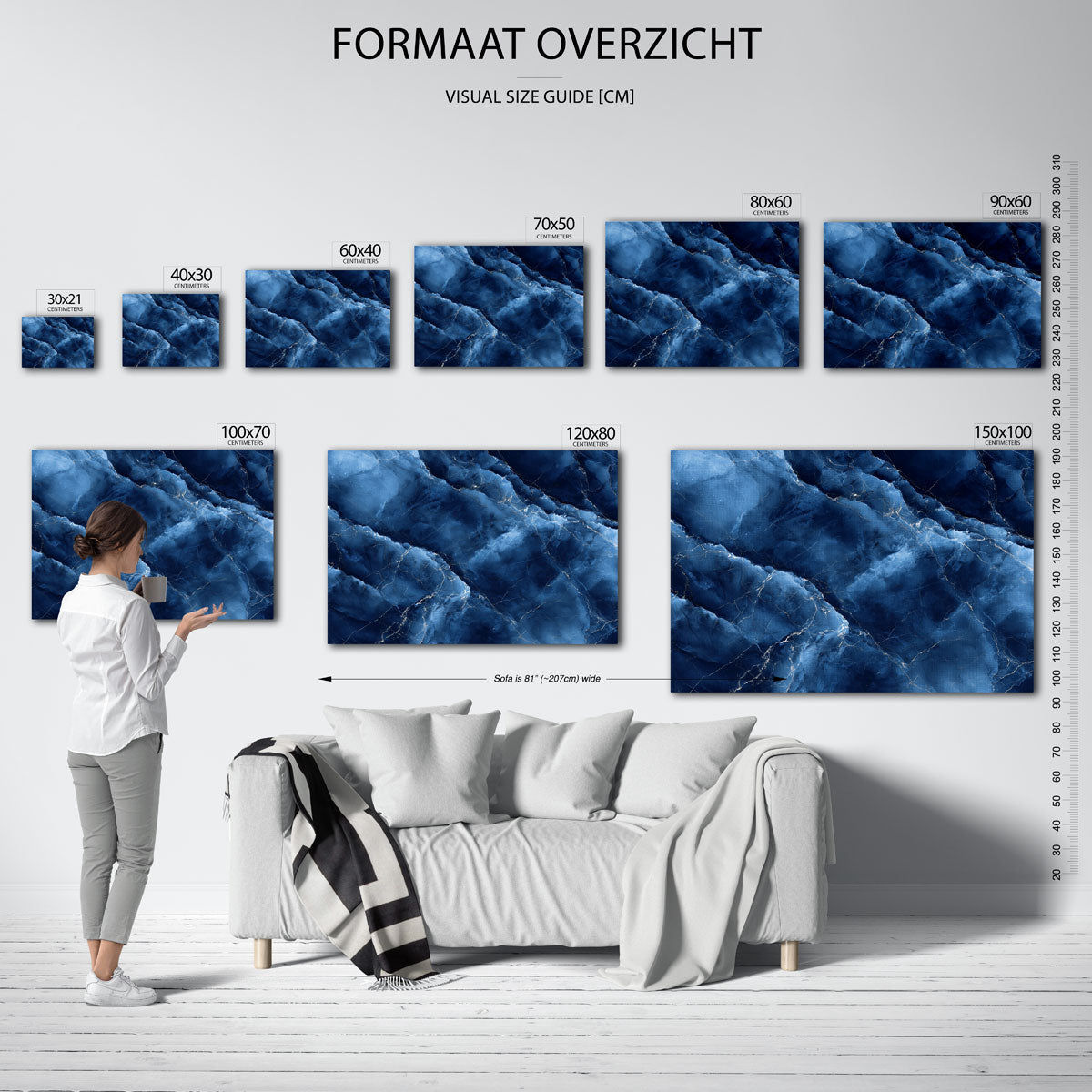 Blauw marmer patroon Poster