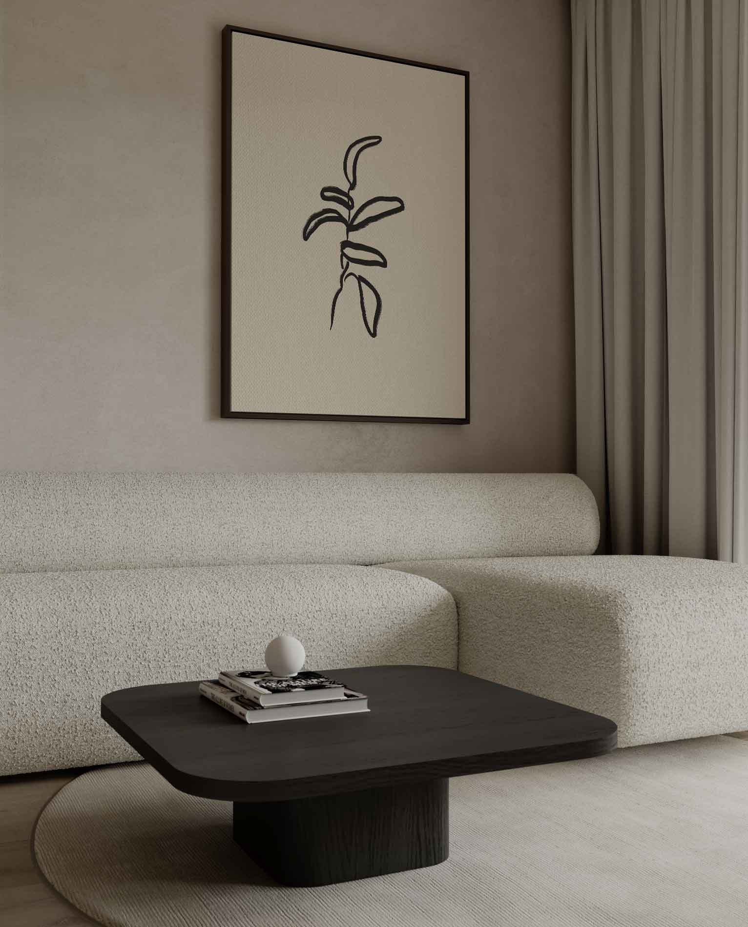 Minimalistische Botanische Schets Kunstwerk-canvas-dibond-plexiglas-wanddecoratie-WallArtistic