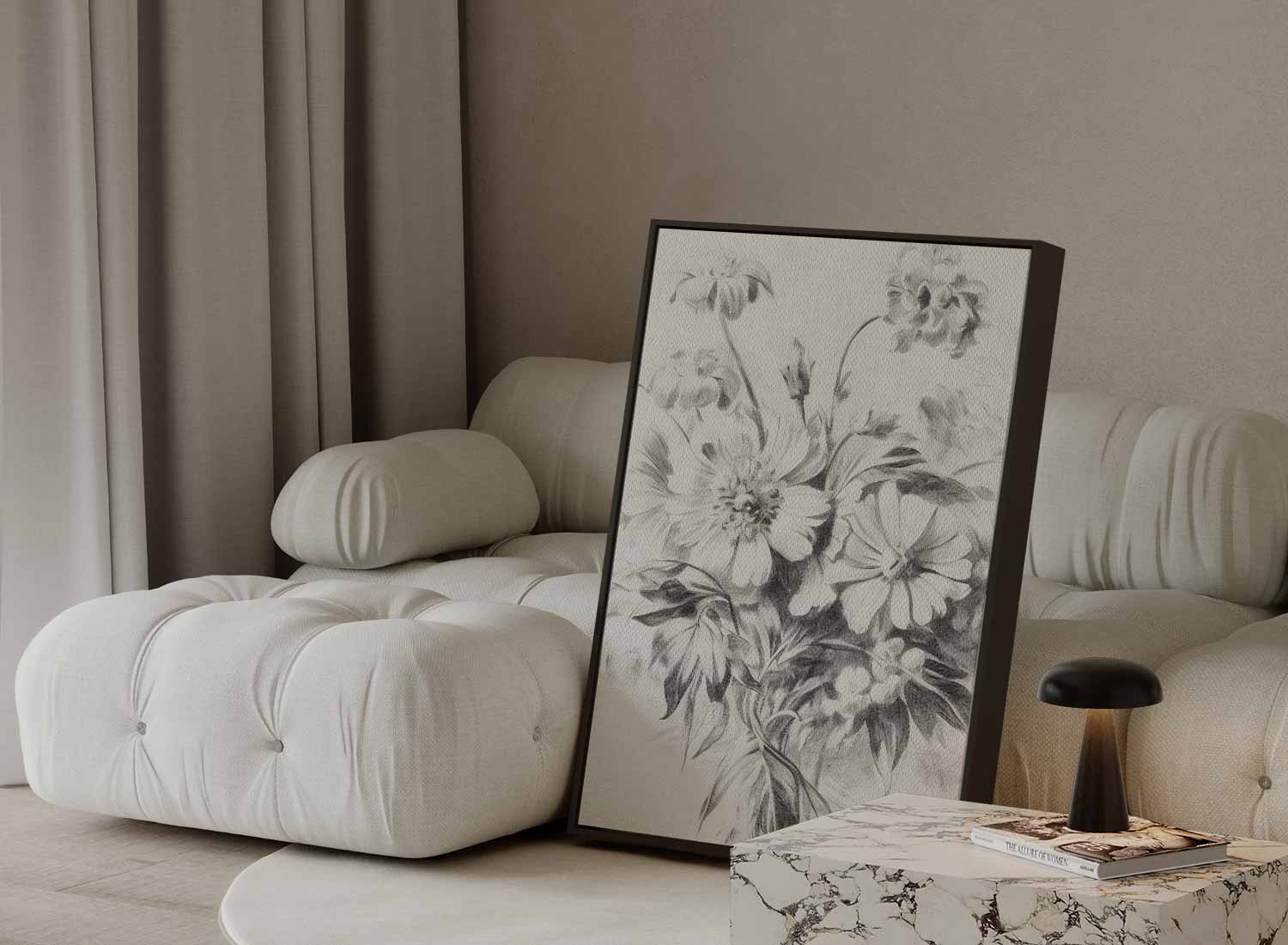 Bloemenpracht in Potlood Kunstwerk-canvas-dibond-plexiglas-wanddecoratie-WallArtistic