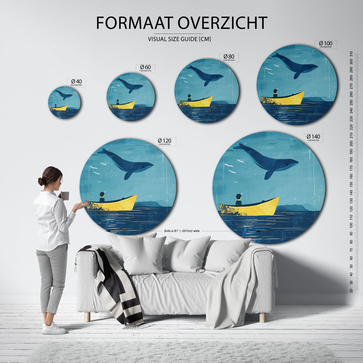 Walvis en boot Muurcirkel
