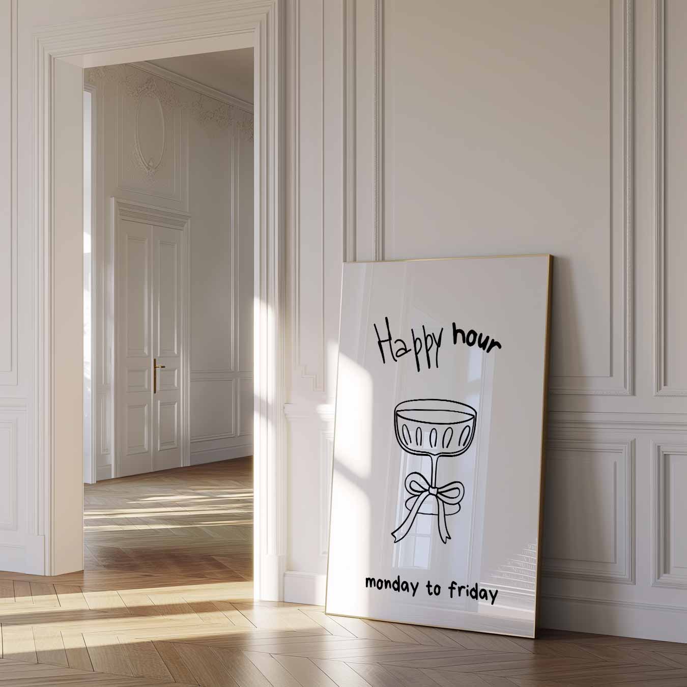 Happy Hour Illustratie Poster-WallArtistic
