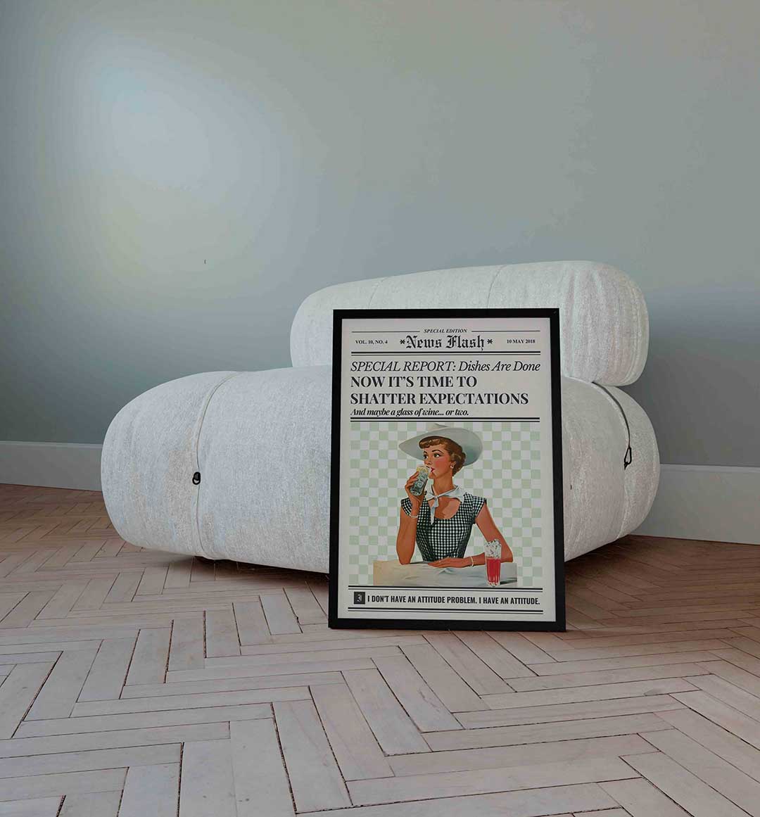 Vrouw met glas en tekst Poster