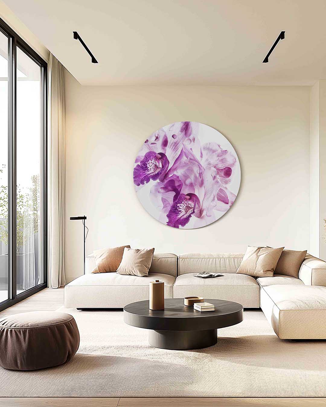 Paarse orchideeën Muurcirkel