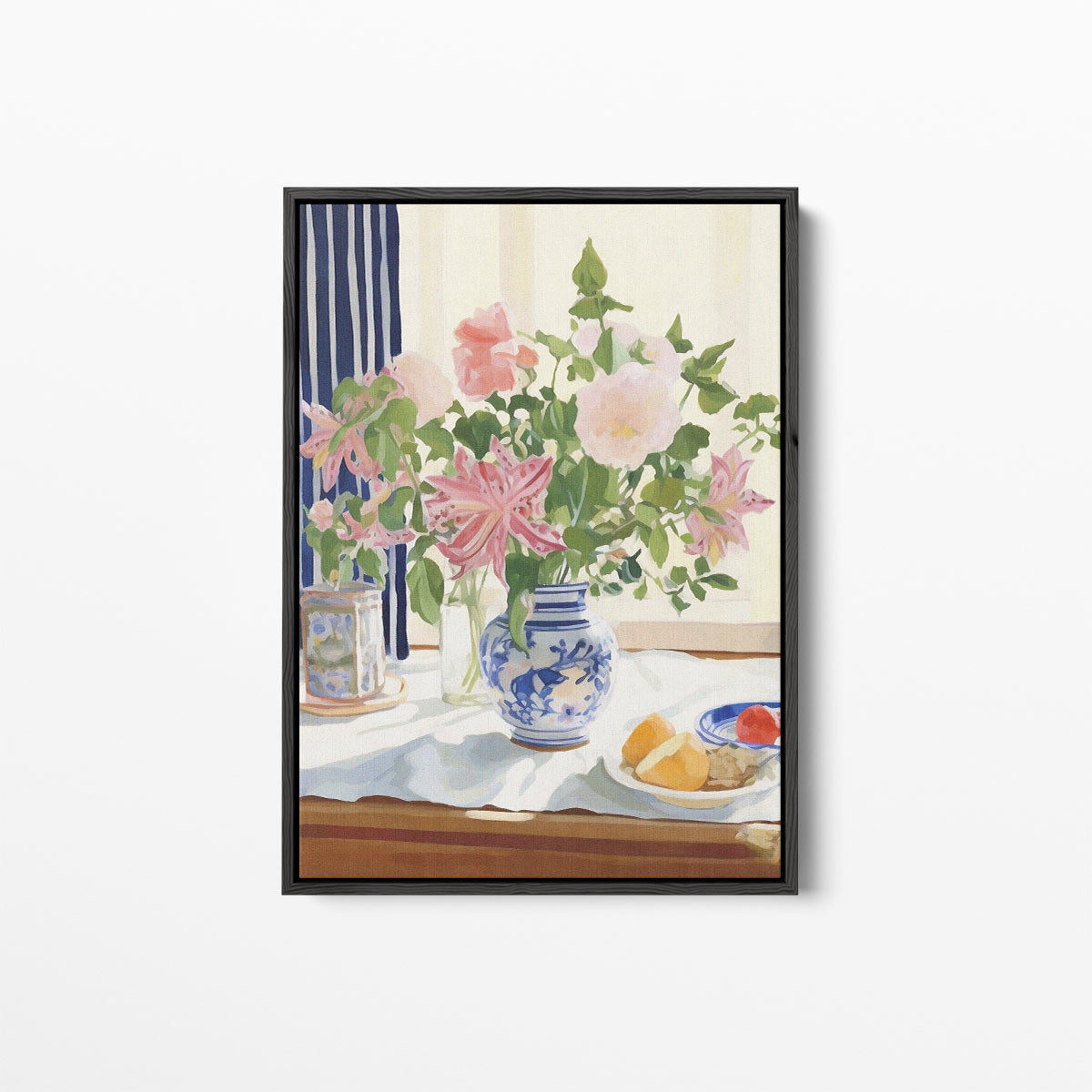 Bloemenpracht in Blauw-Witte Vaas Kunstwerk-canvas-dibond-plexiglas-wanddecoratie-WallArtistic