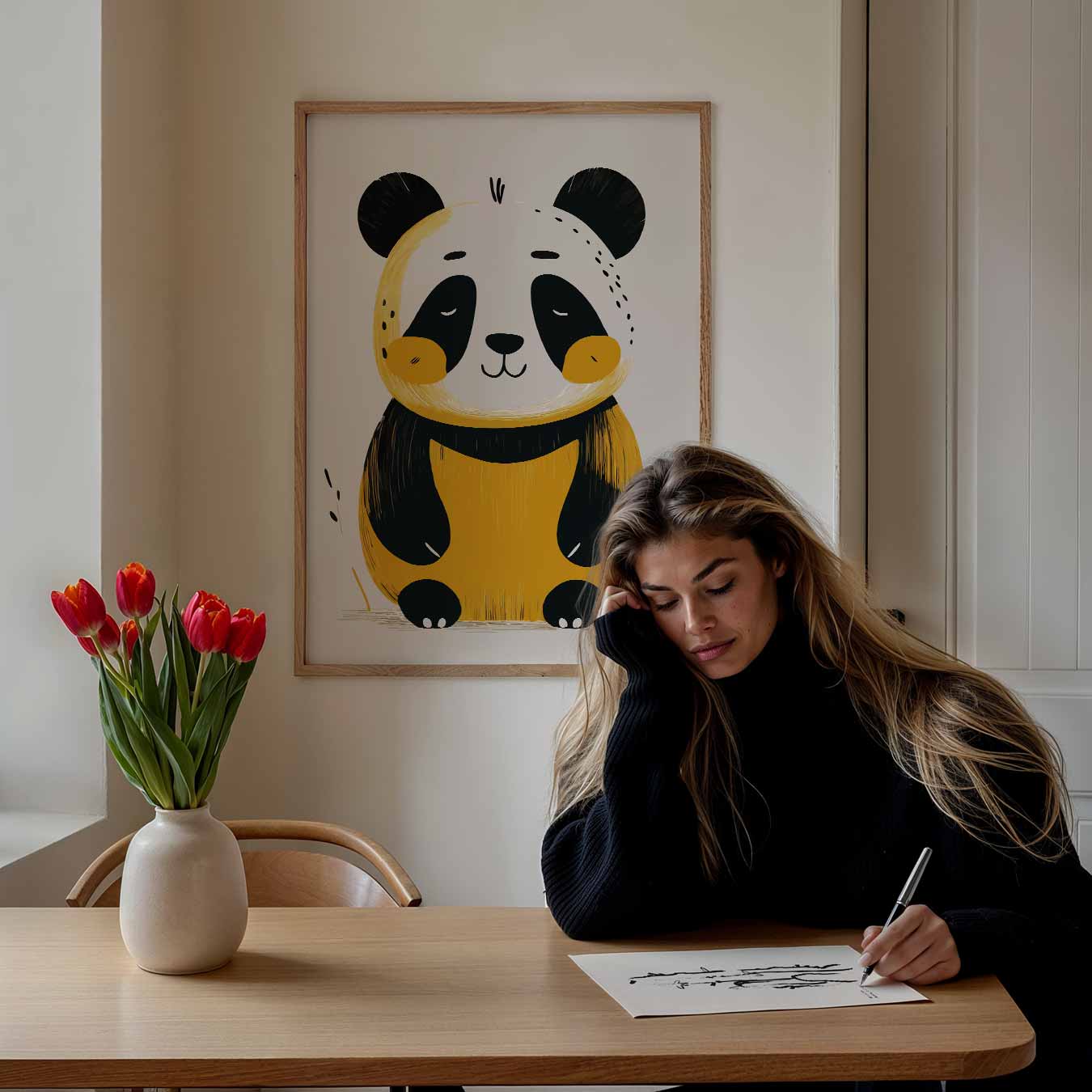 Schattige Panda Illustratie Poster-WallArtistic