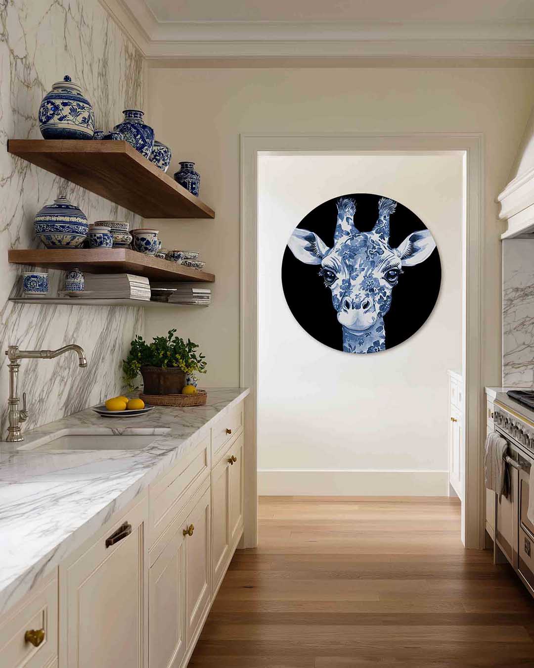 Blauwe giraffe Muurcirkel