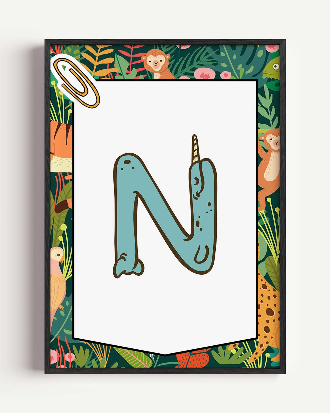 Dierenalfabet N - Narwal Poster-WallArtistic