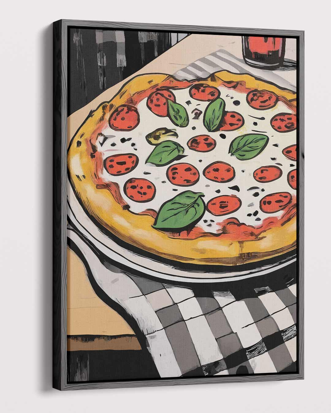 Smakelijke Pizza Illustratie Kunstwerk-canvas-dibond-plexiglas-wanddecoratie-WallArtistic