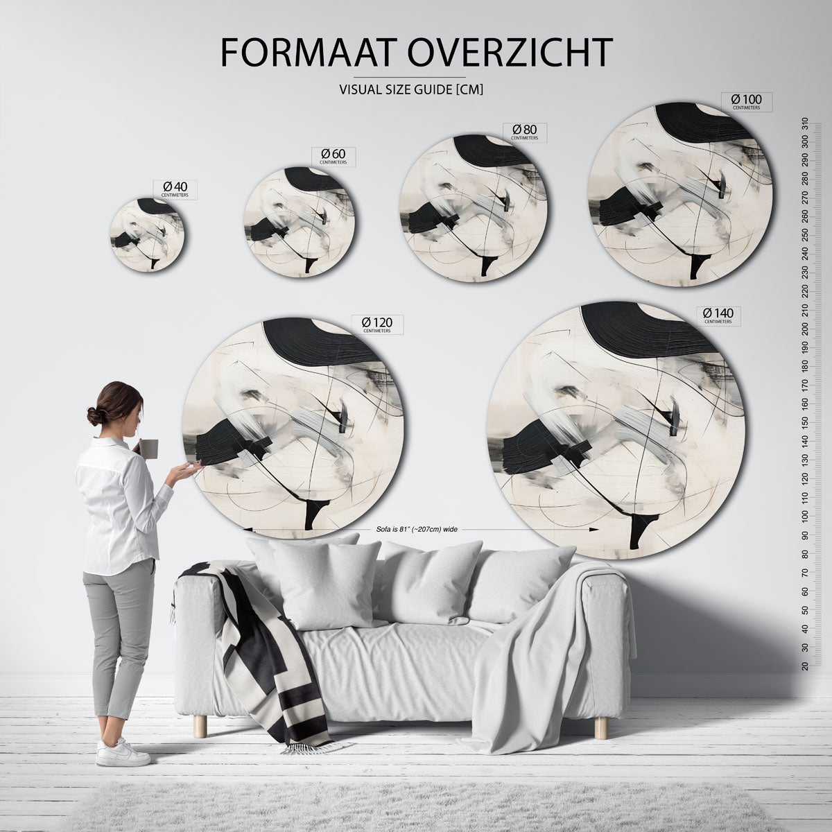 Abstracte lijnen Muurcirkel
