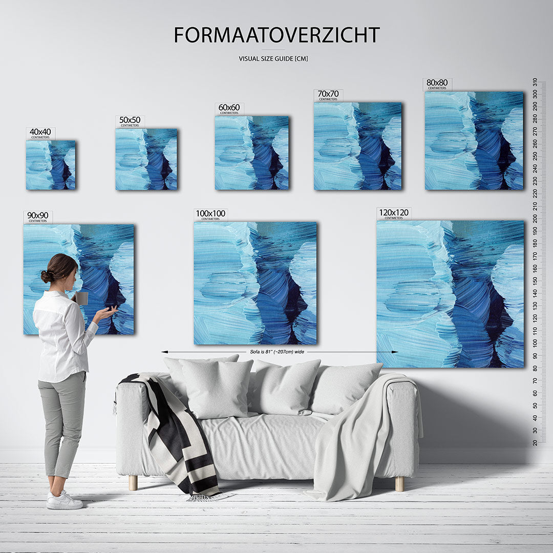 Dynamische blauwe borstels Kunstwerk