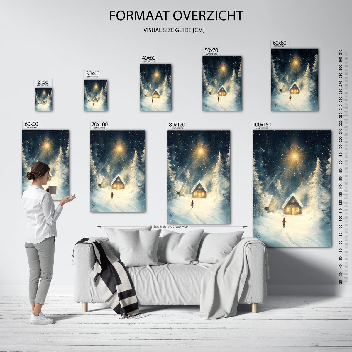 Sneeuwlandschap met huisjes Poster