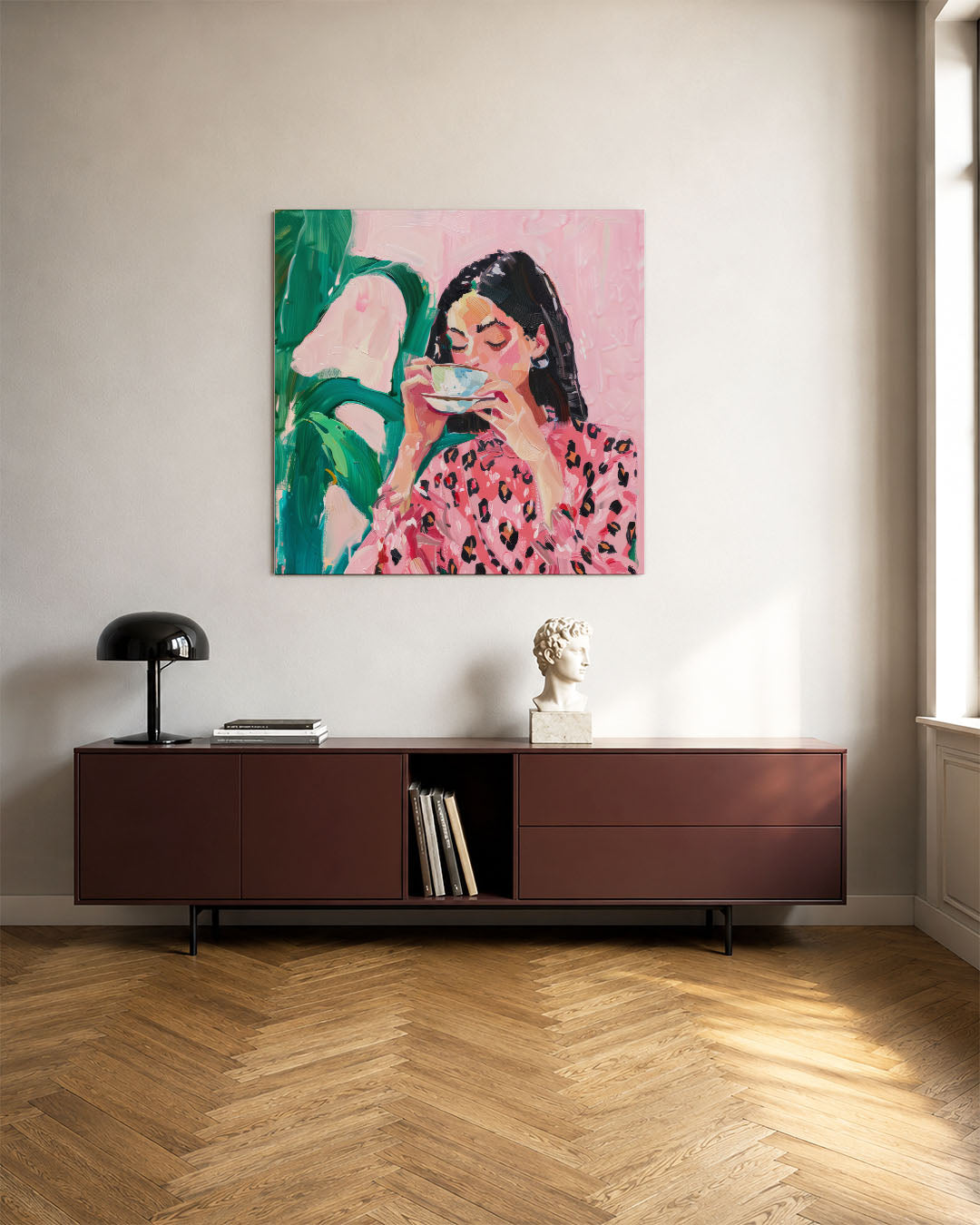 Vrouw met kopje Kunstwerk