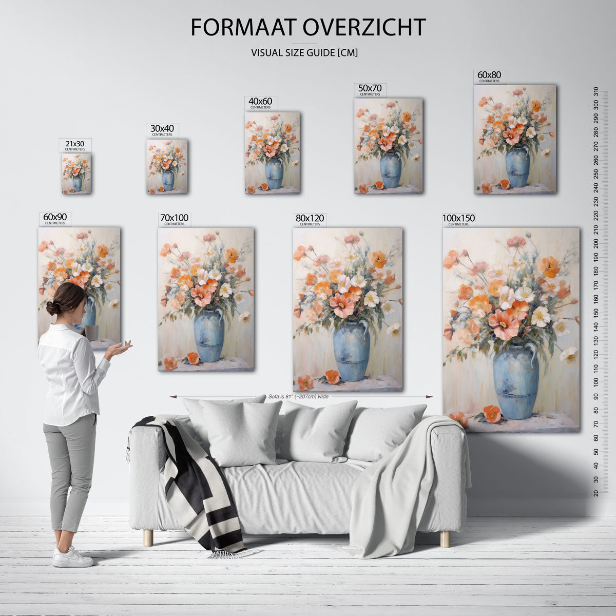Bloemen in blauwe vaas Poster