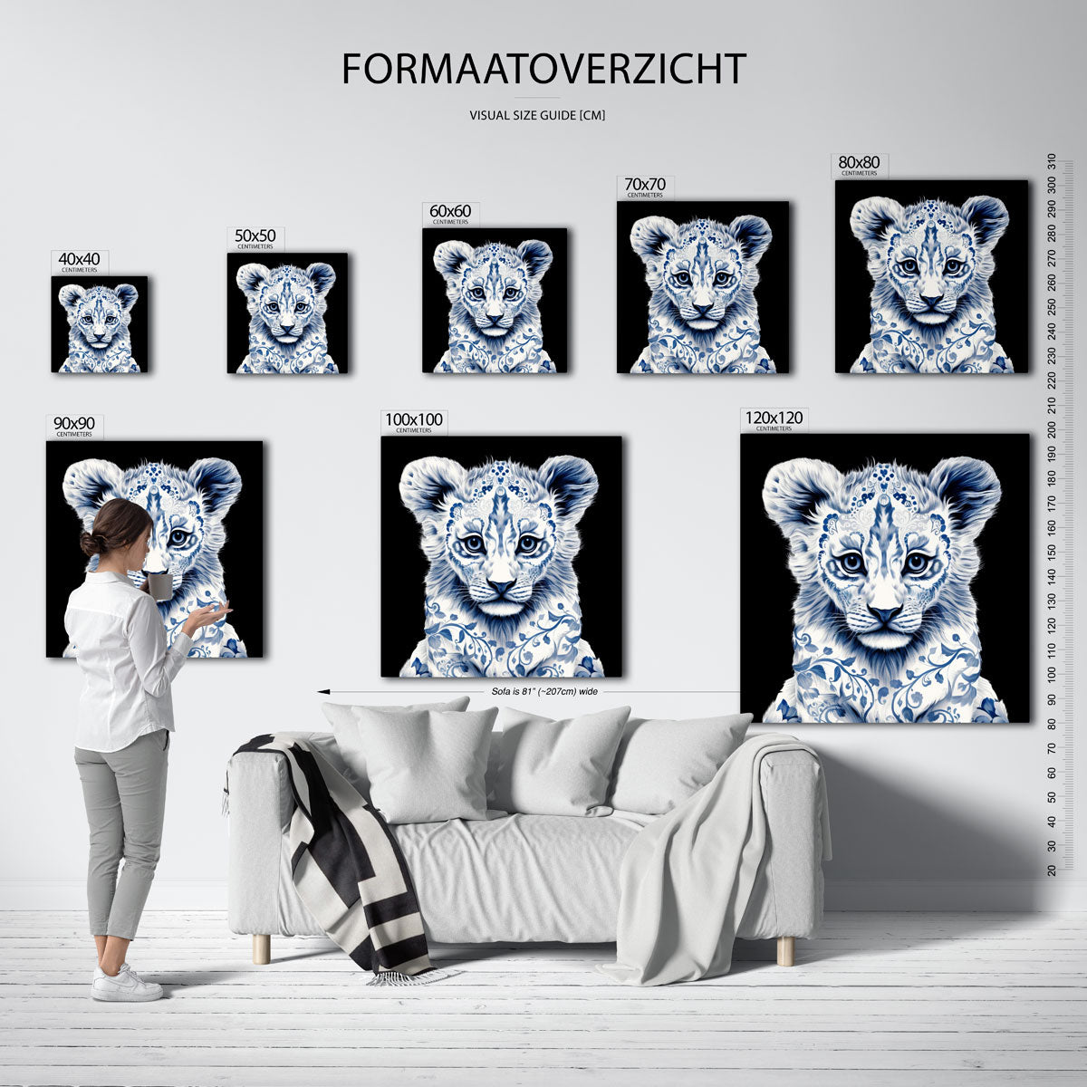 Leeuwenwelp met blauwe patronen Poster