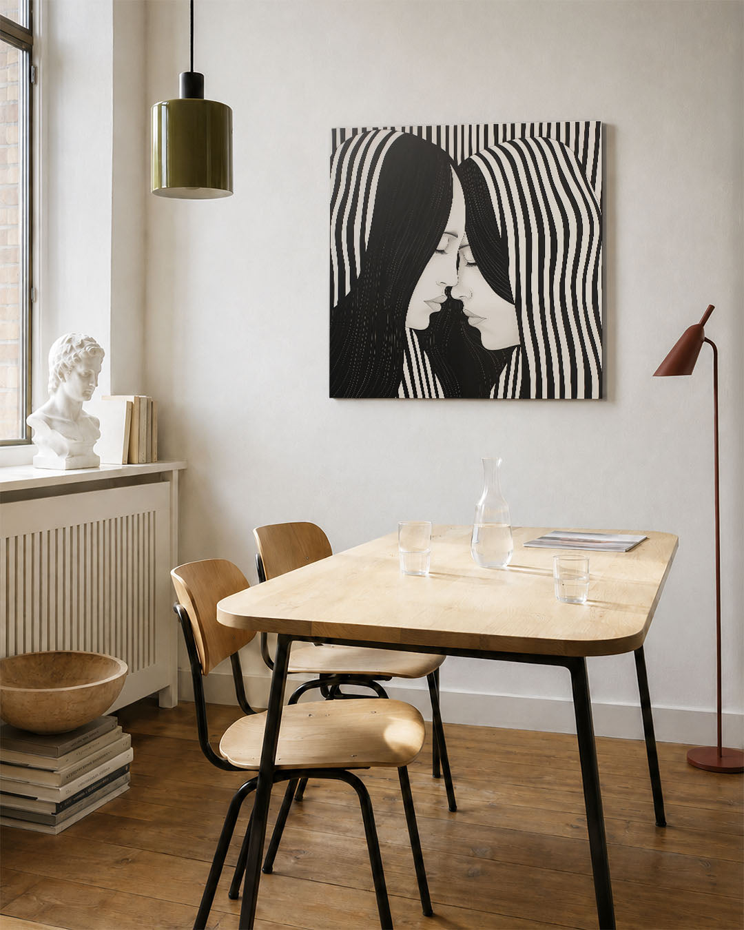 Twee gezichten lijnen Kunstwerk