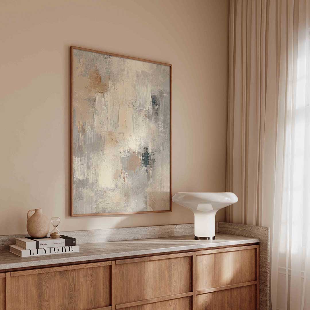 Abstracte beige en grijze Poster